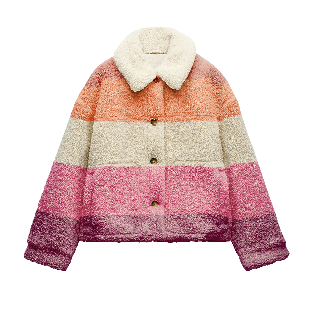 Pastel Ombre Fleece Jacket - FASHION