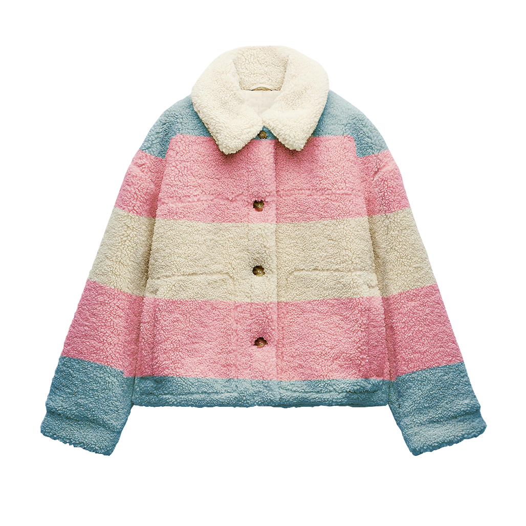 Pastel Plaid Sherpa Lined Jacket - FASHION