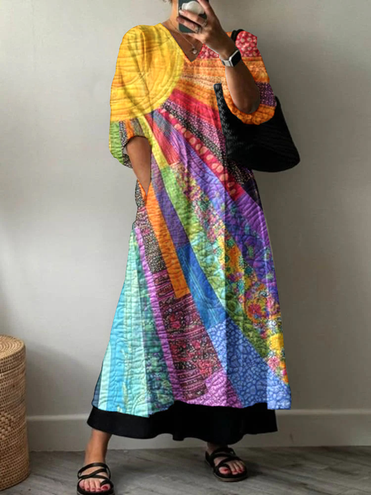 Women's Art Pattern Cotton Dress - FASHION