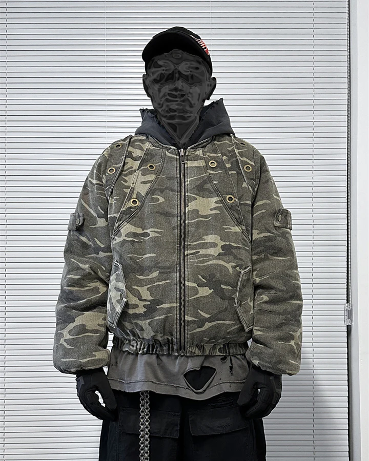 Camo Short Padded Flight Jacket - FASHION
