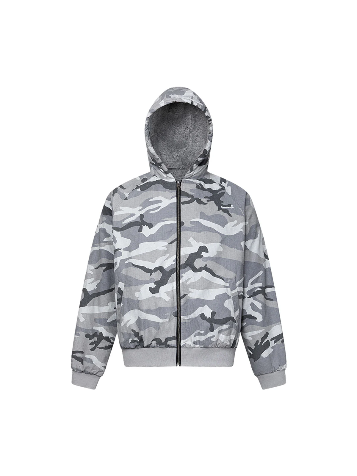 Camouflage Fleece Hooded Jacket - FASHION
